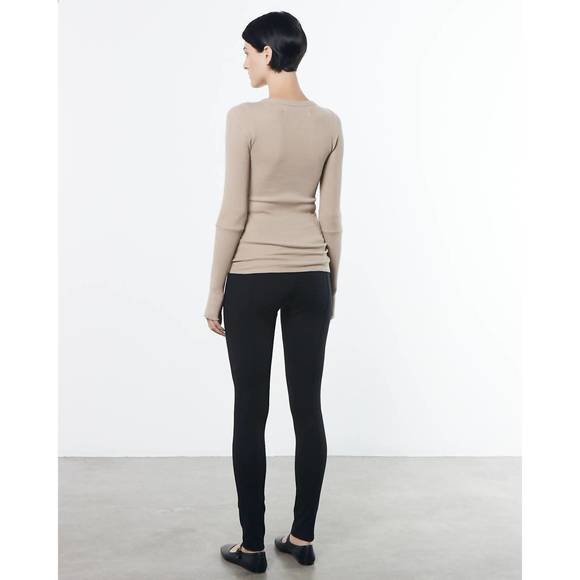 NEW ENZA COSTA cuffed long sleeves crew top in clay - Picture 3 of 3